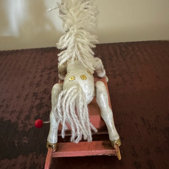 Rare Find, Vintage 1981 Enesco Wooden Rocking Horse Unicorn Wind Up Music Box - Picture 5 of 6